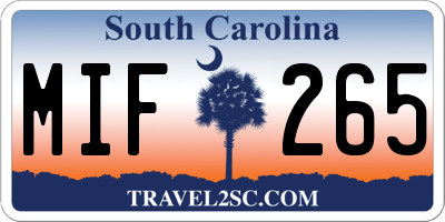 SC license plate MIF265