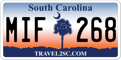 SC license plate MIF268