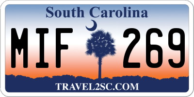 SC license plate MIF269