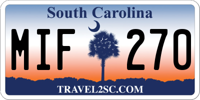 SC license plate MIF270