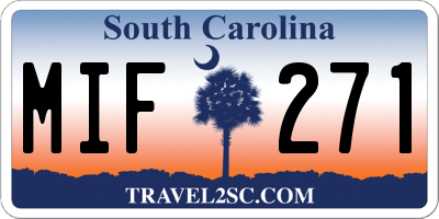 SC license plate MIF271