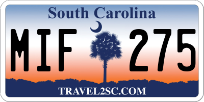 SC license plate MIF275