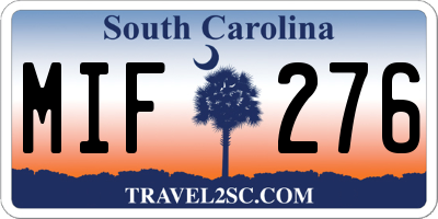 SC license plate MIF276