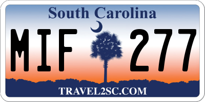 SC license plate MIF277