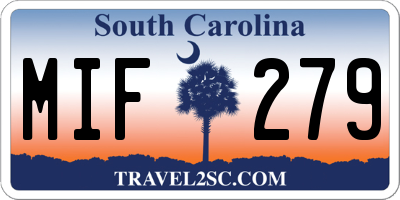 SC license plate MIF279