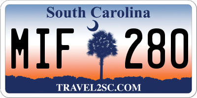 SC license plate MIF280