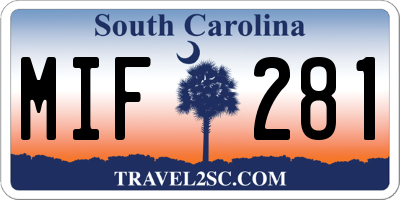 SC license plate MIF281