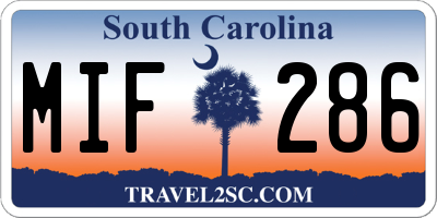 SC license plate MIF286