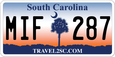 SC license plate MIF287