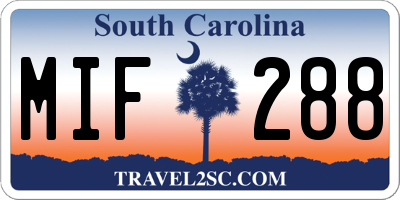 SC license plate MIF288