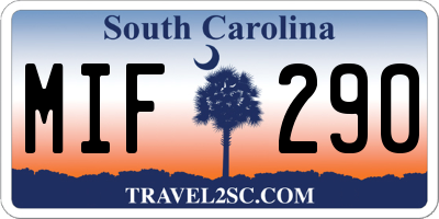 SC license plate MIF290