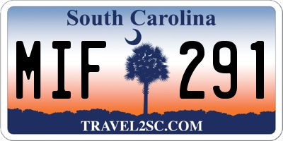 SC license plate MIF291