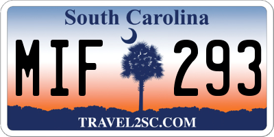 SC license plate MIF293