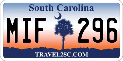 SC license plate MIF296