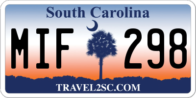 SC license plate MIF298