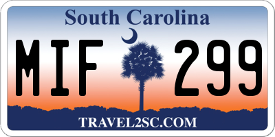 SC license plate MIF299