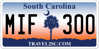 SC license plate MIF300