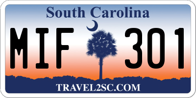SC license plate MIF301