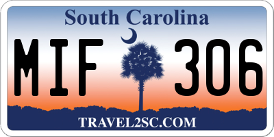 SC license plate MIF306