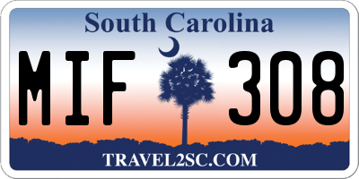 SC license plate MIF308