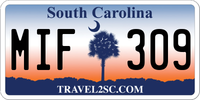 SC license plate MIF309