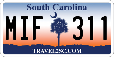 SC license plate MIF311