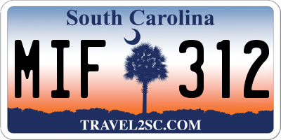 SC license plate MIF312