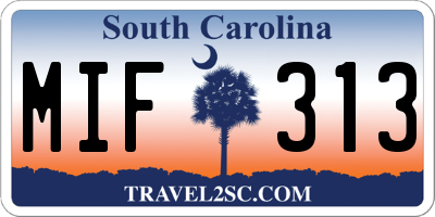 SC license plate MIF313