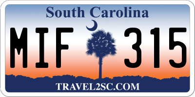 SC license plate MIF315