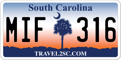 SC license plate MIF316