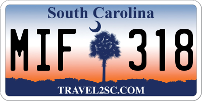 SC license plate MIF318