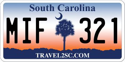 SC license plate MIF321