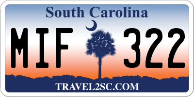 SC license plate MIF322