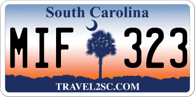 SC license plate MIF323