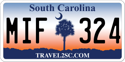 SC license plate MIF324