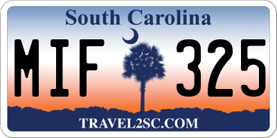 SC license plate MIF325