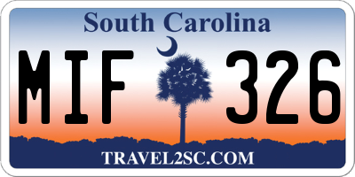SC license plate MIF326