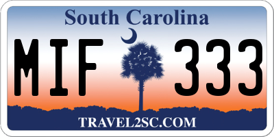 SC license plate MIF333