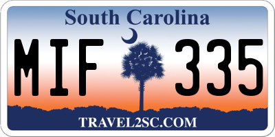 SC license plate MIF335