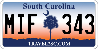 SC license plate MIF343