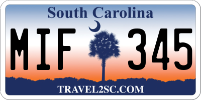 SC license plate MIF345