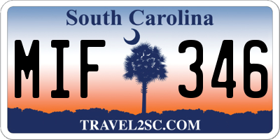 SC license plate MIF346