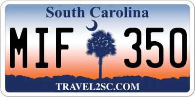 SC license plate MIF350