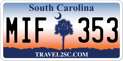 SC license plate MIF353