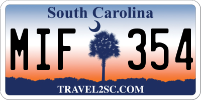 SC license plate MIF354