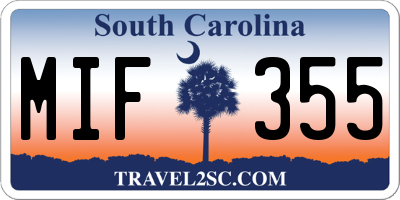 SC license plate MIF355