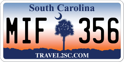 SC license plate MIF356