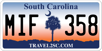 SC license plate MIF358