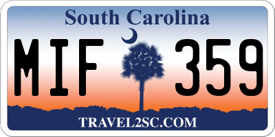 SC license plate MIF359