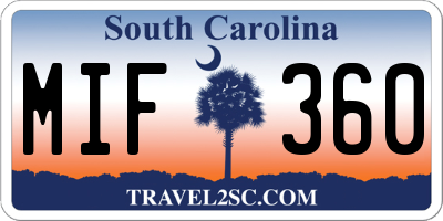 SC license plate MIF360